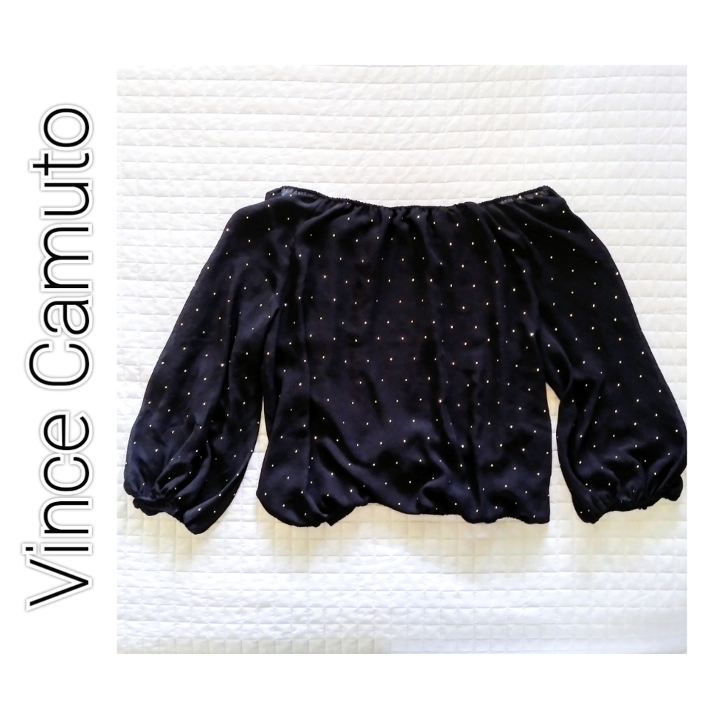 Vince Camuto off shoulders gold embellished top